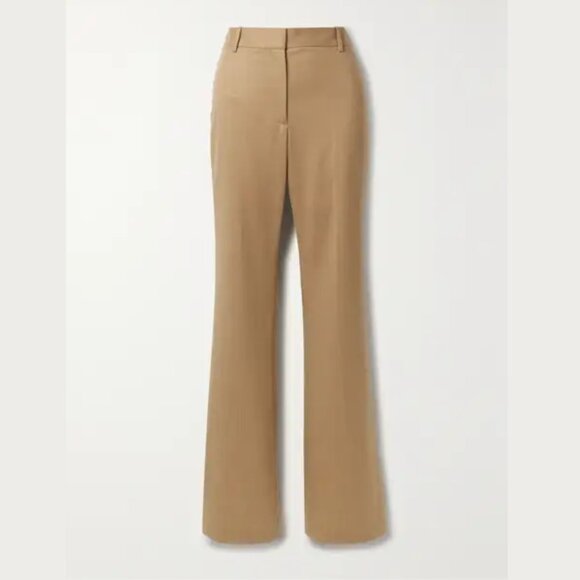 NWT Nili Lotan Cropped Corette Twill Pants In Camel Wool Blend Straight Leg Sz 0 - Picture 2 of 8